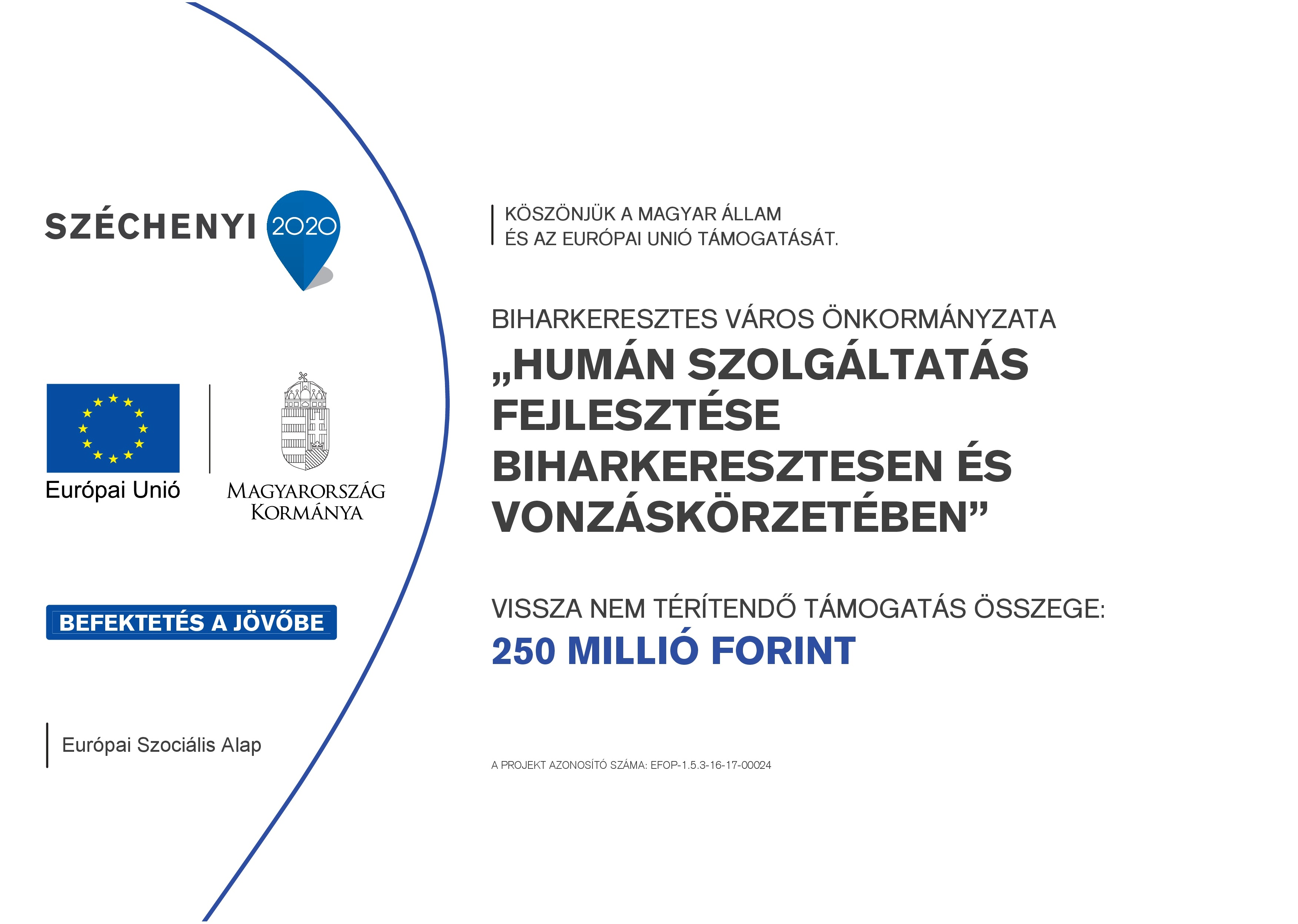 HUMÁN SZOLGÁLTATÁS FEJLESZTÉSE BIHARKERESZTESEN ÉS VONZÁSKÖRZETÉBEN EFOP-1.5.3-16-2017-00024 kódszámú felhívás