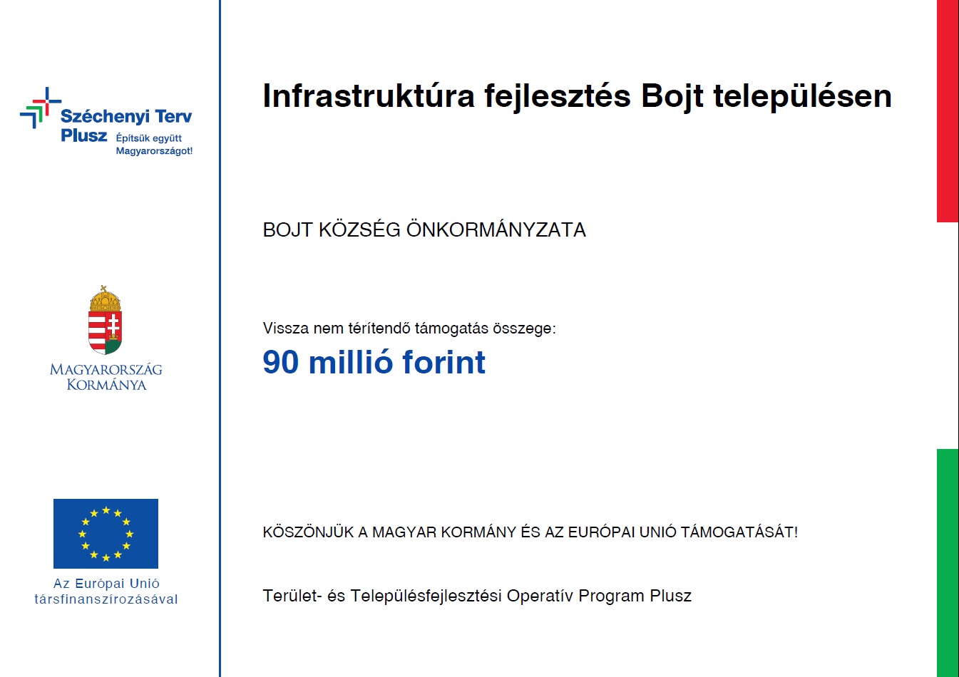 Infrastruktúra fejlesztés Bojt településen